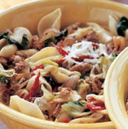 Pasta Shells with Escarole, Sausage, and Cheese